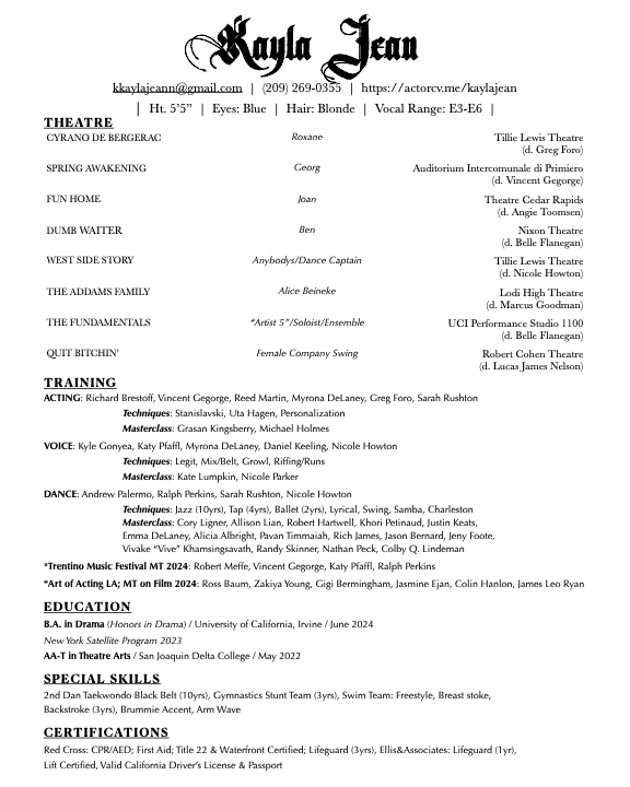 Kayla Jean | ActorCV
